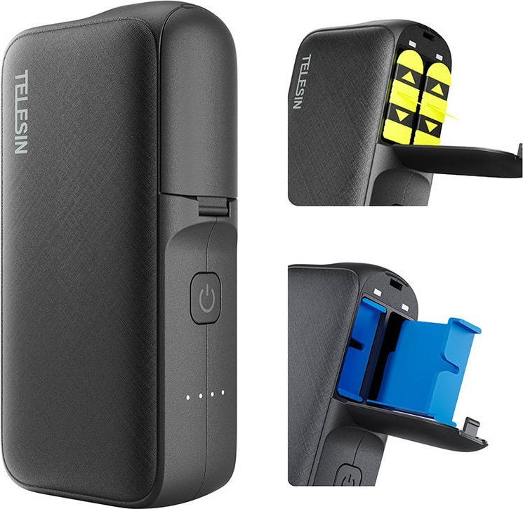 Power bank TELESIN 10000mAh, 20W PD Fast Charging, për GoPro Hero 5 6 7