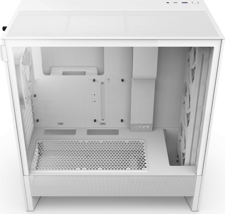 Kuti kompjuteri NZXT H5 Flow RGB, Mid Tower, xham i temperuar, e bardhë
