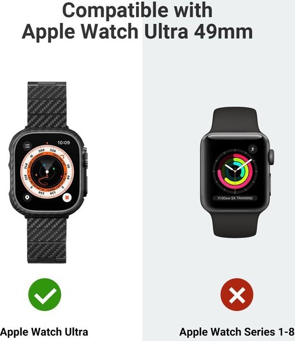 Mbulesë PITAKA Air Case për Apple Watch Ultra 49mm, fibra aramid, e hollë, e zezë gri