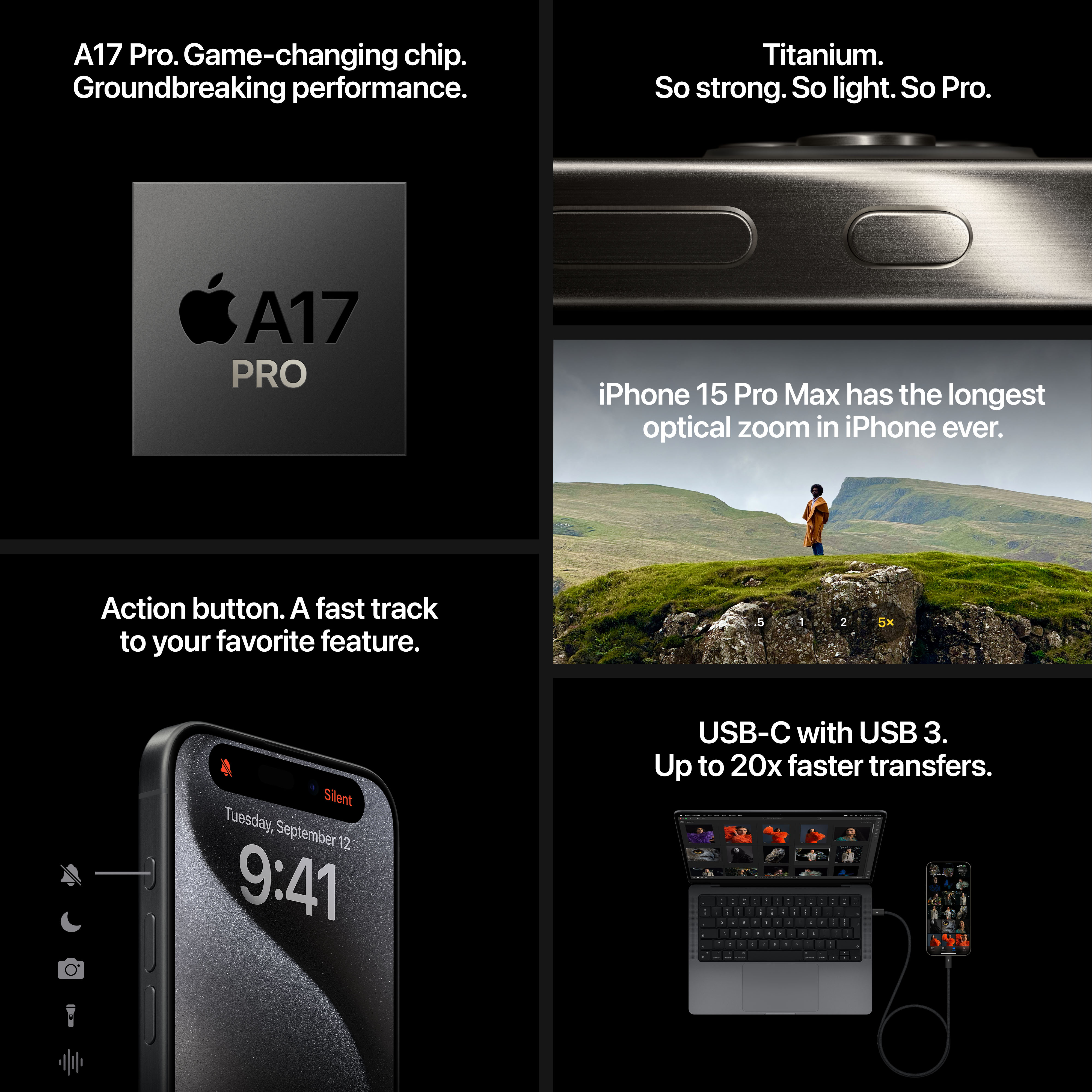 [OUTLET] Apple iPhone 15 Pro, 128GB, Black Titanium