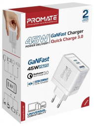 Karikues ProMate PowerPort 45, 45W, 2x USB C PD dhe USB QC 3.0, i bardhë