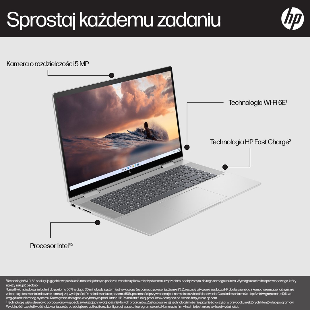 Laptop HP ENVY x360 15-fe0015nw , 15.6", Intel Core i5 1335U, 16 GB RAM, 512 GB SSD, i argjendtë