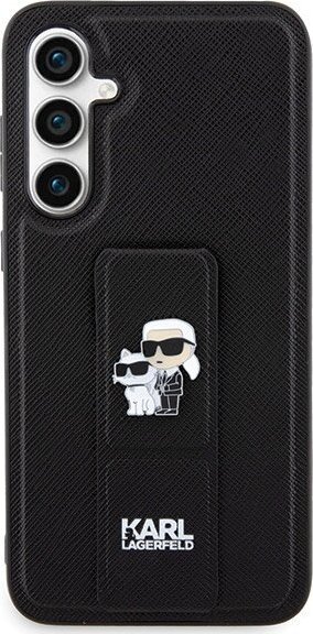 Mbulesë telefoni Karl Lagerfeld për Samsung Galaxy S23 FE, Saffiano Grip Stand, e zezë