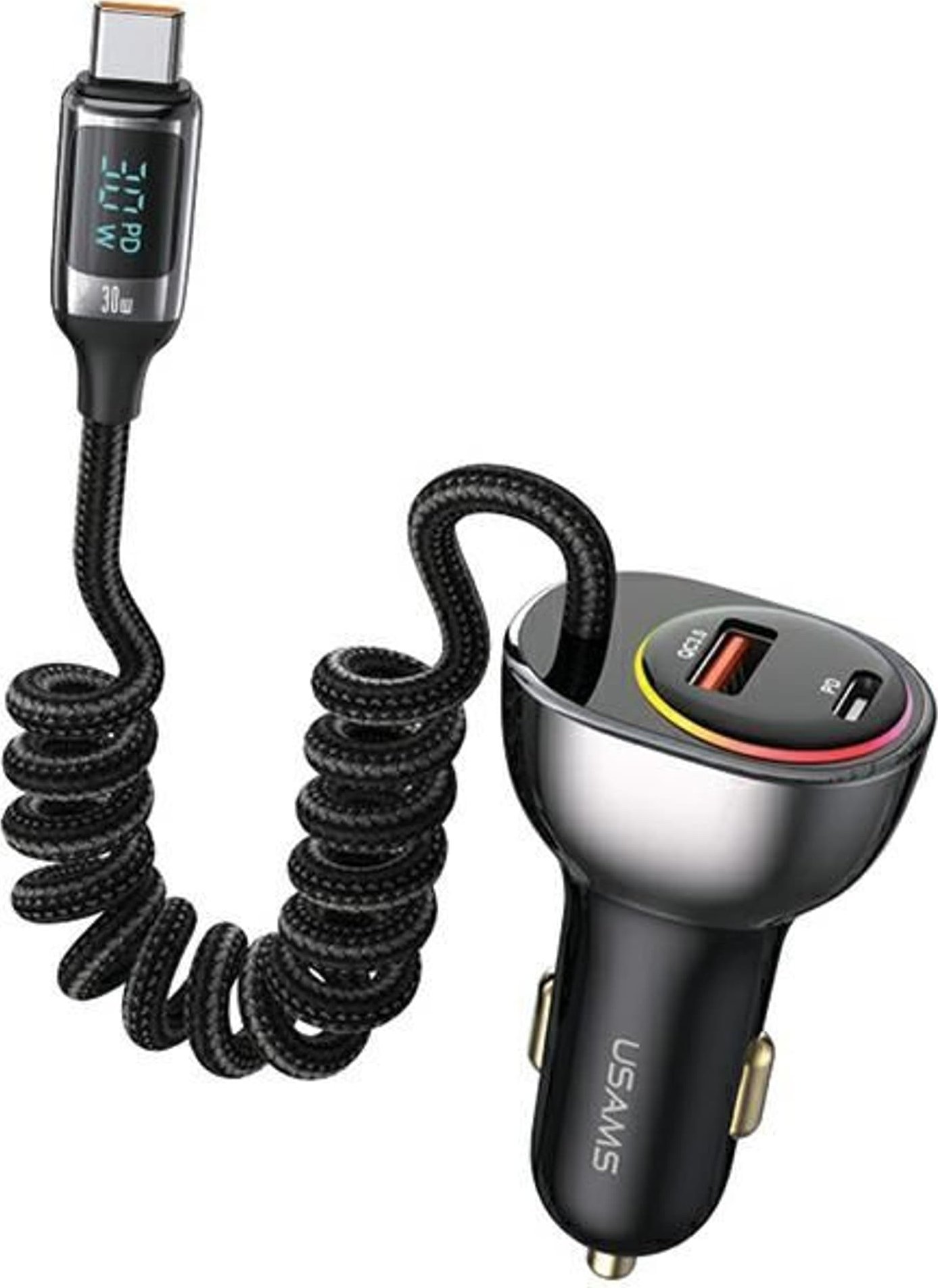 Karikues veture Usams C37, 60W PD QC, 1xUSB 1xUSB C, i zi