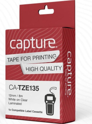 Shirit etiketimi Capture CA-TZE135, 12mm, 8m, i laminuar