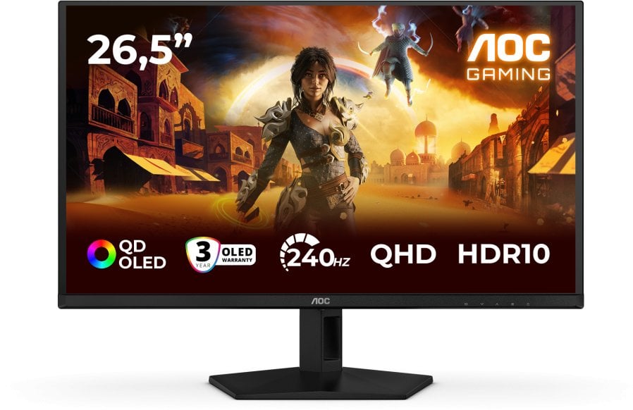 Monitor gaming AOC G4 Q27G41ZDF, 26.5", QHD QD OLED, 240 Hz, i zi me të kuqe