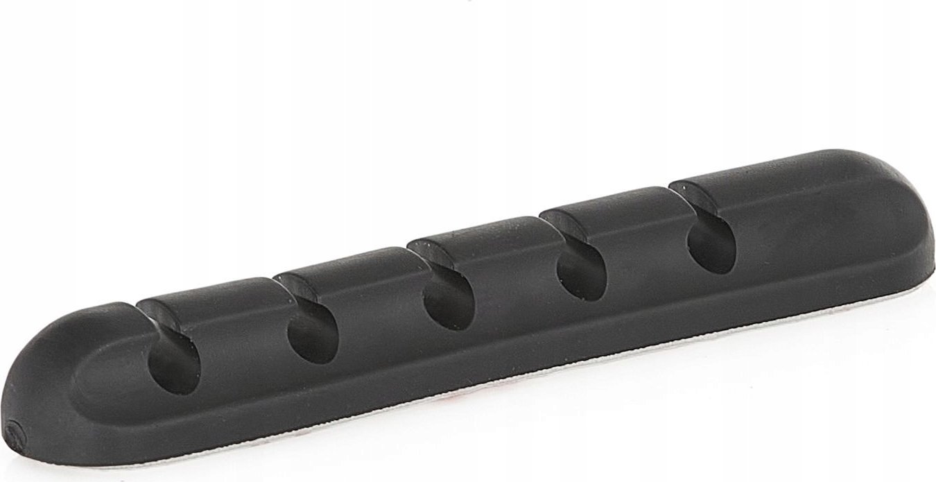 Organizues kabllosh pa markë, 5 vende, silikoni, ngjitës, i zi