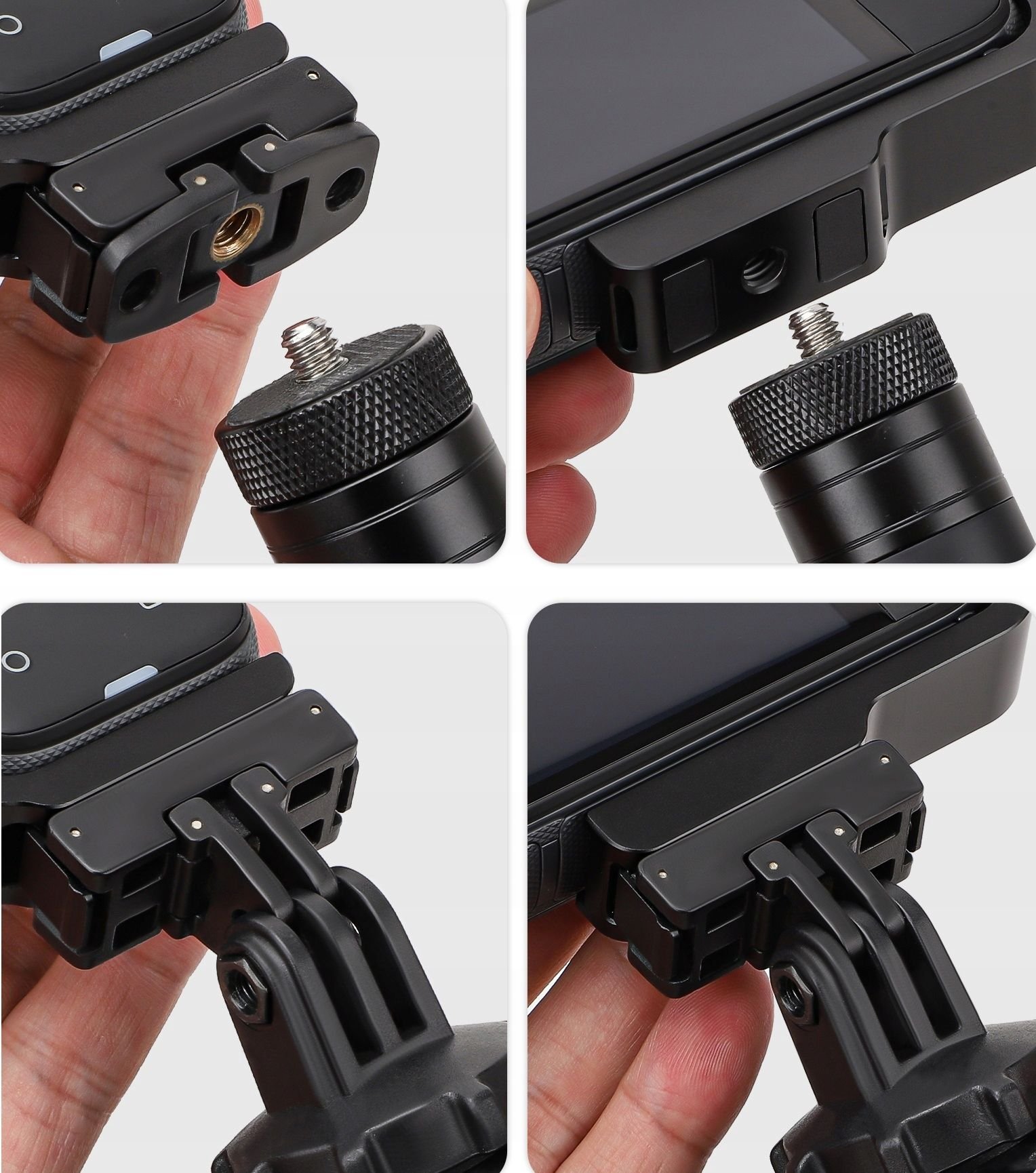 Mbajtëse SunnyLife për GoPro Insta360 X4, fije 1/4", për shina dhe korniza, e zezë