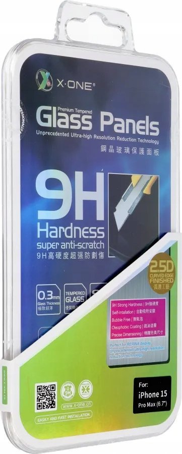Xham mbrojtës X-One për iPhone 15 Pro Max, tempered glass, transparents