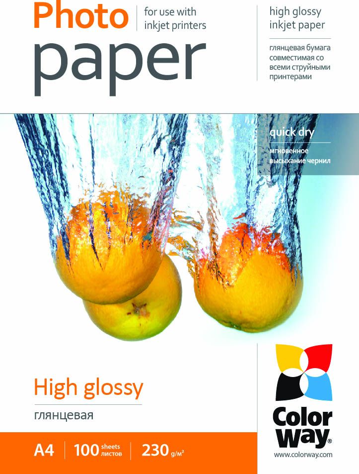 Letër fotografike ColorWay PG230100A4, A4, me shkëlqim, e bardhë