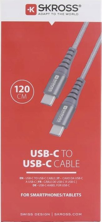Кабел USB Skross USB C во USB 2.0, 1.2m, со плетенка, сива space