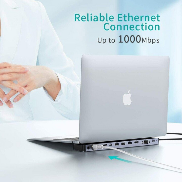 Hub multifunksional Choetech HUB-M20, USB-C, 3x USB-A 3.0, HDMI 4K, VGA, PD 100W, RJ45, jack, lexues i kartës