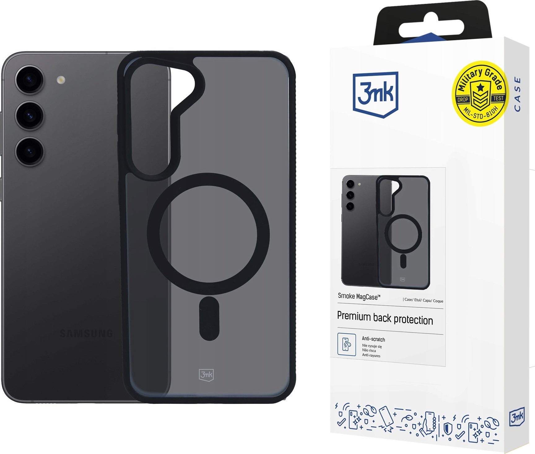 Kuti mbrojtëse ESR Smoke MagCase për Samsung Galaxy S23, MagSafe, e tejdukshme gri