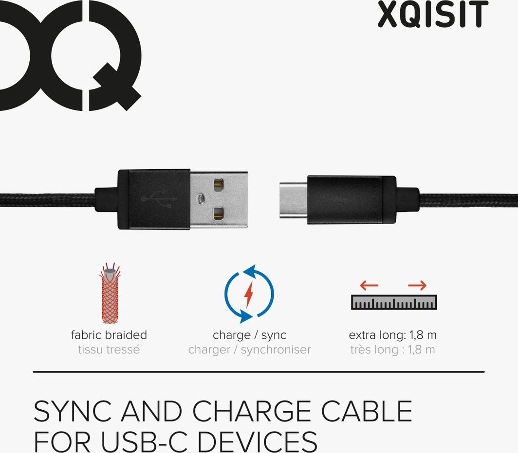 Kabllo Xqisit USB C 3.0 në USB A, 180cm, e zezë