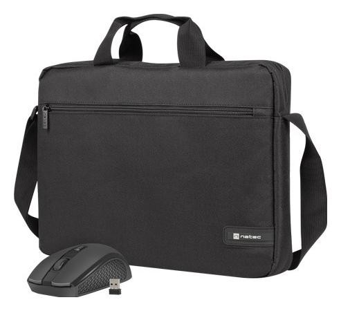 Çantë për laptop Natec WALLAROO 2, 15.6", e zezë + maus Natec