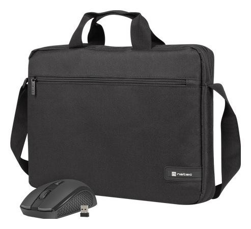 Çantë për laptop Natec WALLAROO 2, 15.6", e zezë + maus Natec