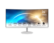 Monitor MSI PRO MP341CQW, 34", UWQ-HD, 100Hz, i bardhë