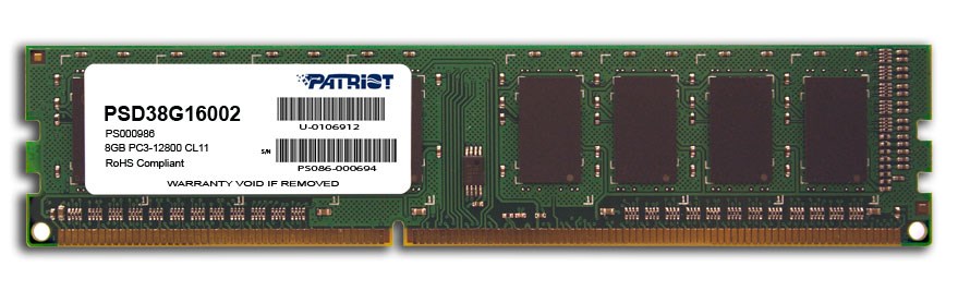 Меморија RAM Patriot Signature DDR3, 8GB, 1600MHz, црна