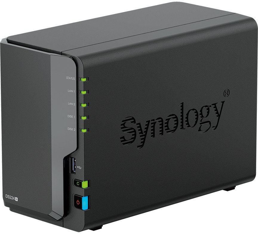 NAS Synology DiskStation DS224 Plus, 2 лежаишта, без дискови, црн