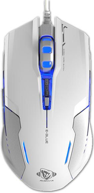Mouse gaming E-Blue Auroza G EMS607, me kabllo, LED, i bardhë