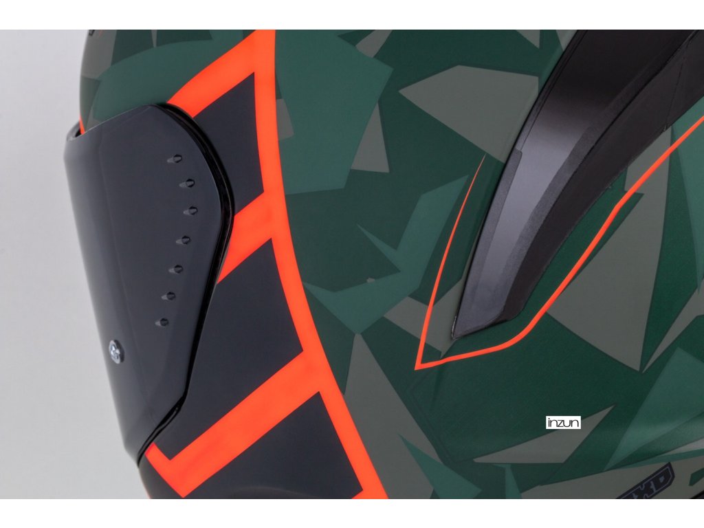 Helmetë integrale Cassida Aero ATCK 2026, plastike, me diellore, kamuflazh jeshile e zezë gri portokalli