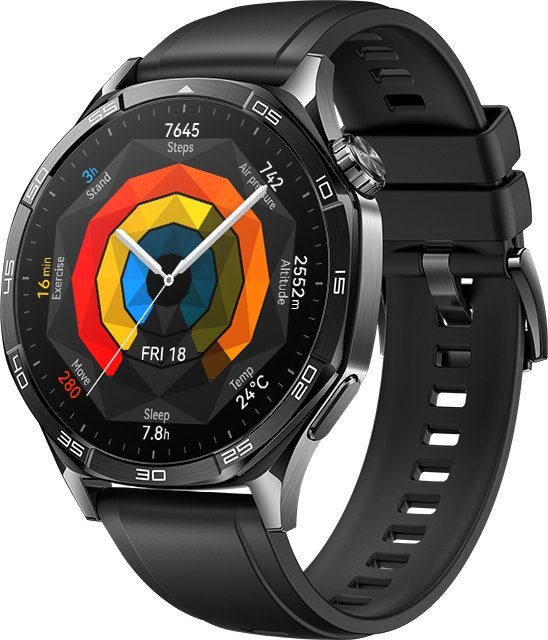 Orë inteligjente Huawei Watch GT 5, 46mm, rrip fluoroelastomer, e zezë