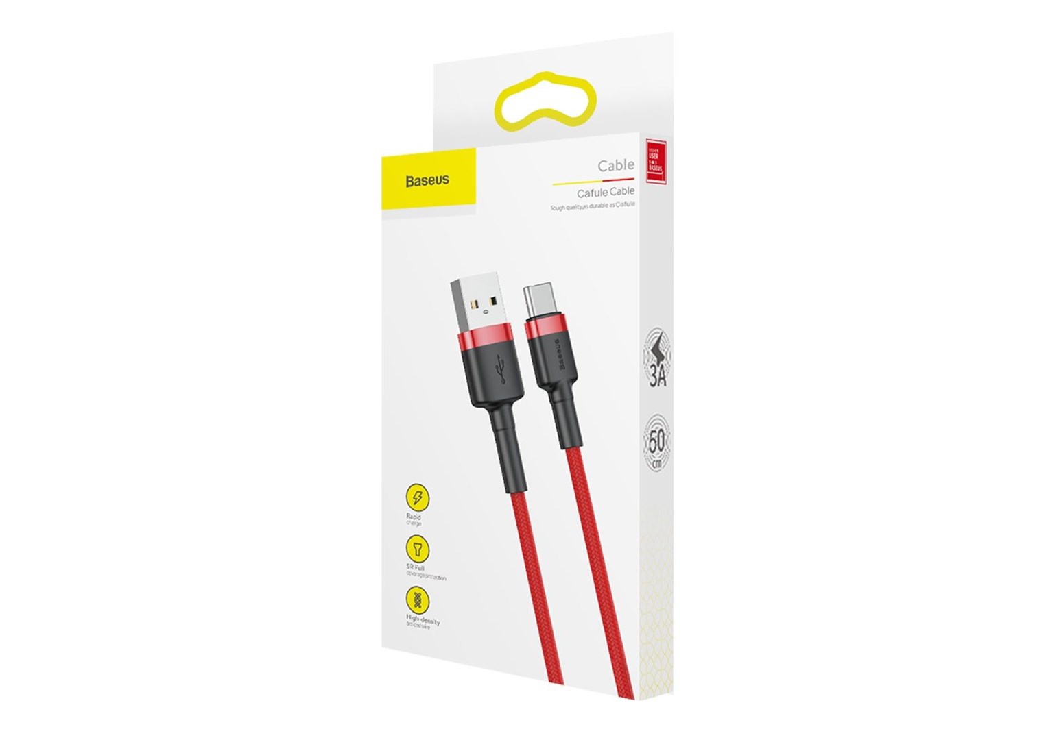 Kabllo Baseus, USB A / USB C, 0.5 m, e kuqe