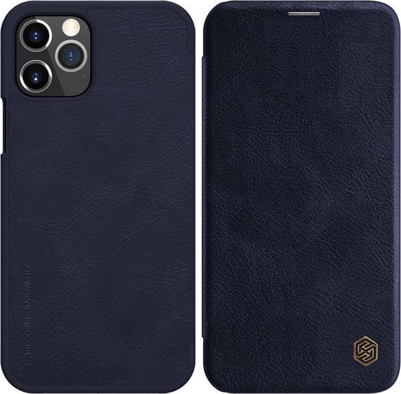 Mbrojtëse lëkure për celular Nillkin QIN për Apple iPhone 12 Pro Max, e kaltër e errët