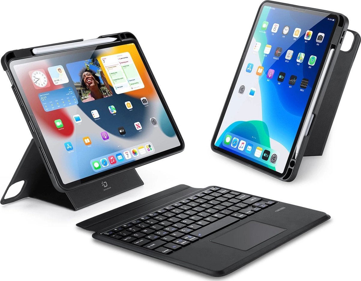 Куќиште со тастатура Dux Ducis DK за iPad 4 5 iPad Pro, Bluetooth, со држач, црно