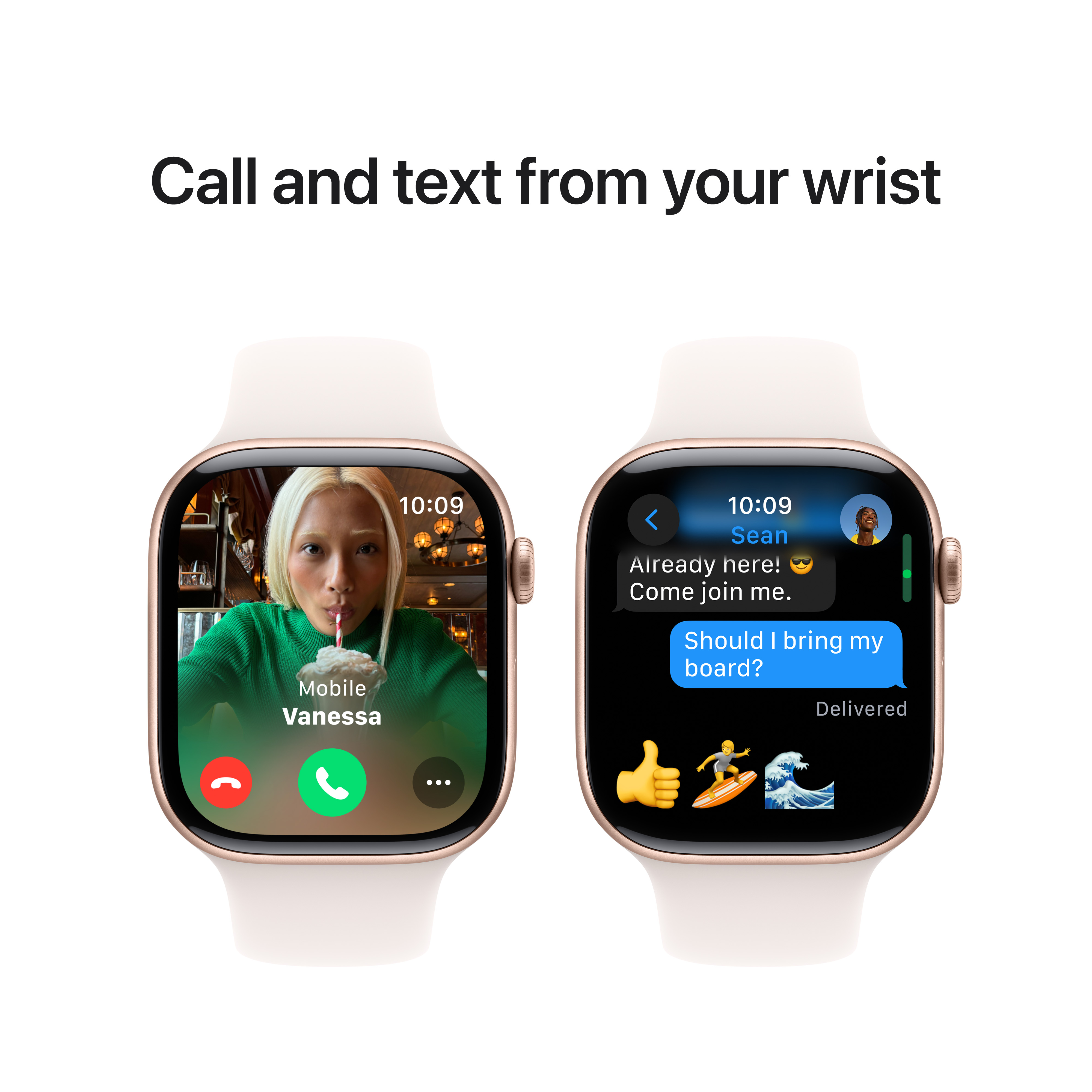 Apple Watch Series 10 GPS, 46mm, Rose Gold Aluminum Case with Light Blush Sport Band, S/M