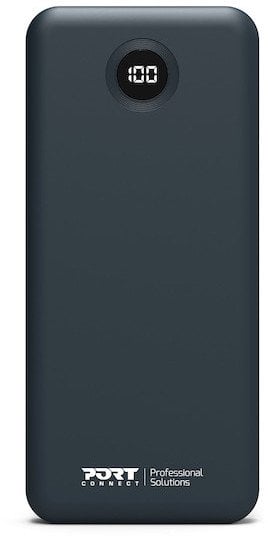 Powerbank Port Designs Powerbank 10000mAh, 20W, me kabllo të integruara, i zi