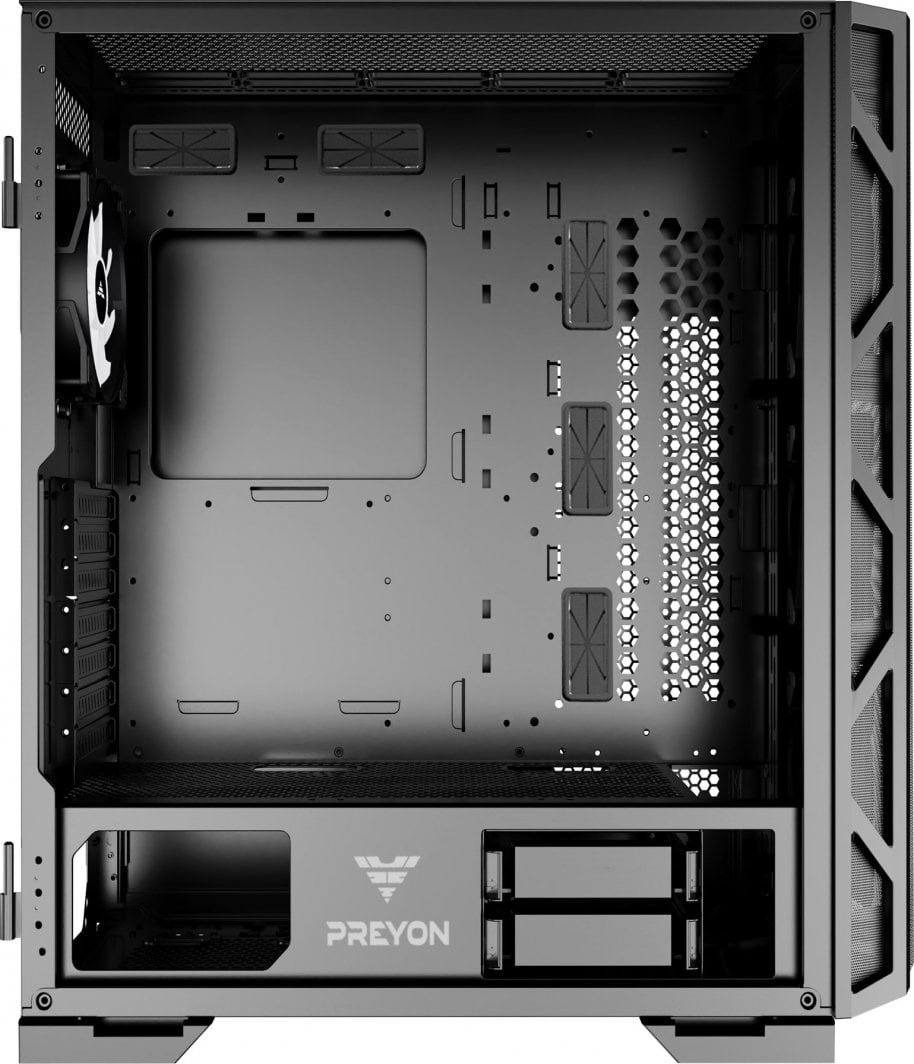 Куќиште за компјутер PREYON Nest Meshy+ (PRENMP04B), црна боја