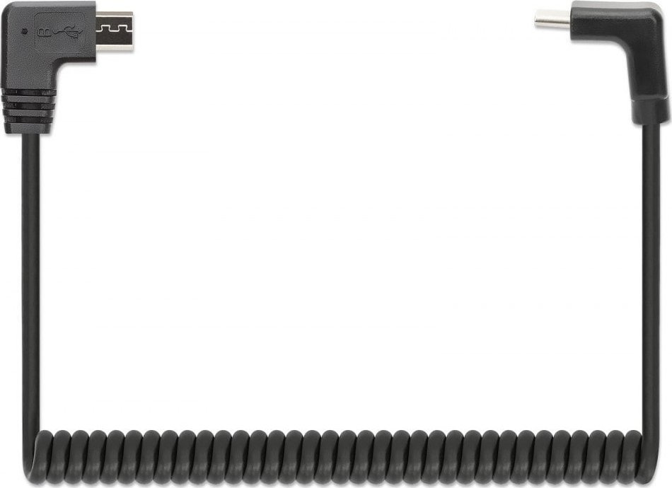 Kabllo karikimi Manhattan USB C në microUSB, spiral, 1 m, e zezë