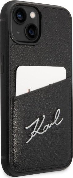 Futrollë Karl Lagerfeld KLHCP14MCSSK për iPhone 14 Plus, hardcase me xhep kartelash, e zezë