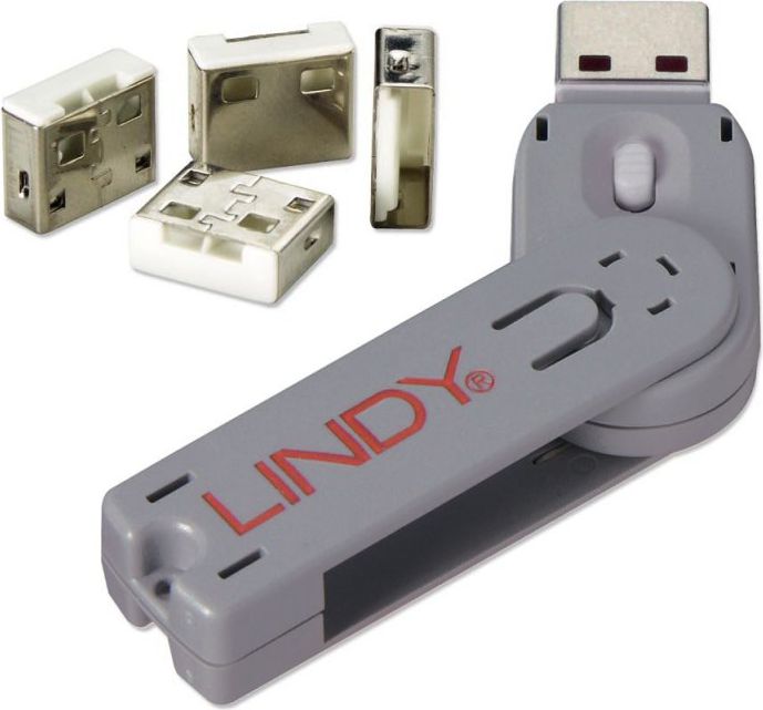 Bllokues për port USB Lindy 40454, i hirtë