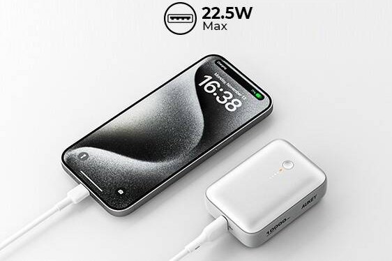 Power bank Aukey Spark Mini, 10000mAh, 20W USB C USB A, i bardhë