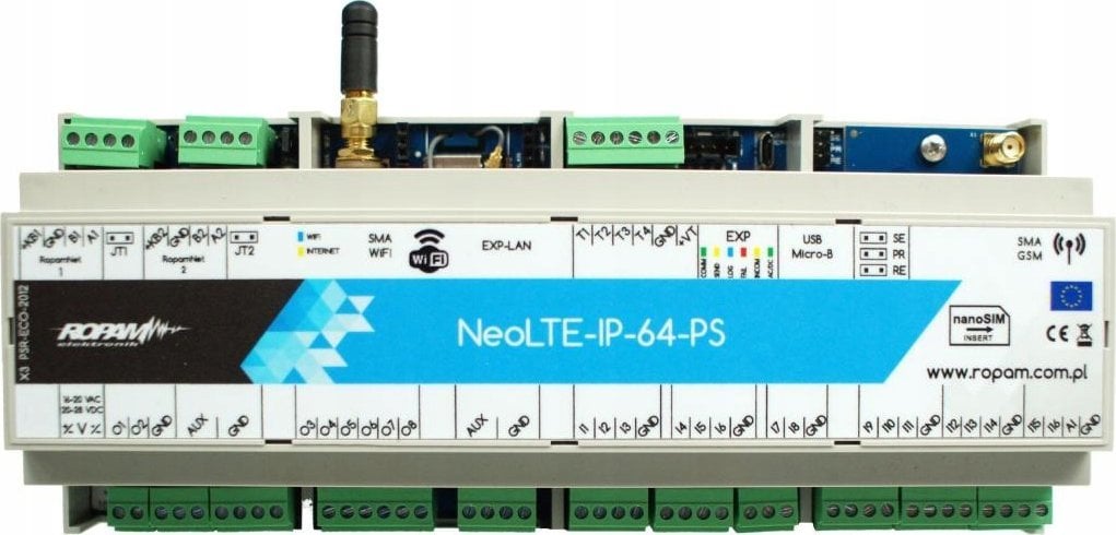 Panel alarmi Ropam NeoLTE IP 64 PS D12M, komunikim LTE IP, 64 zona, i bardhë