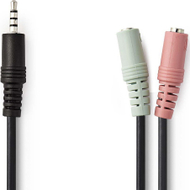 Адаптер аудио 3.5mm за слушалки и микрофон, делител, црн