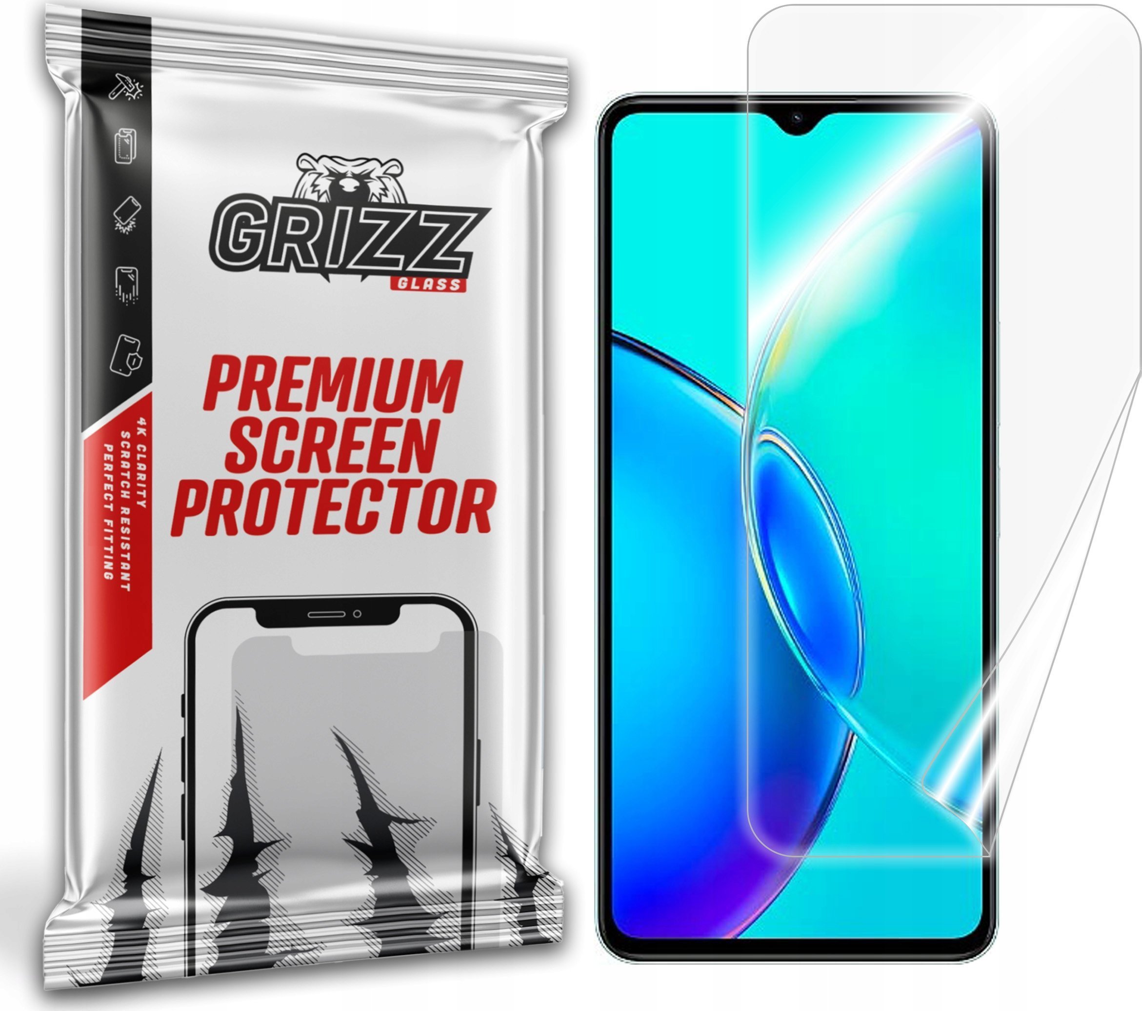 Mbrojtëse ekrani Grizz Ceramic Film për Vivo Y35 Plus, qelq keramik, transparente