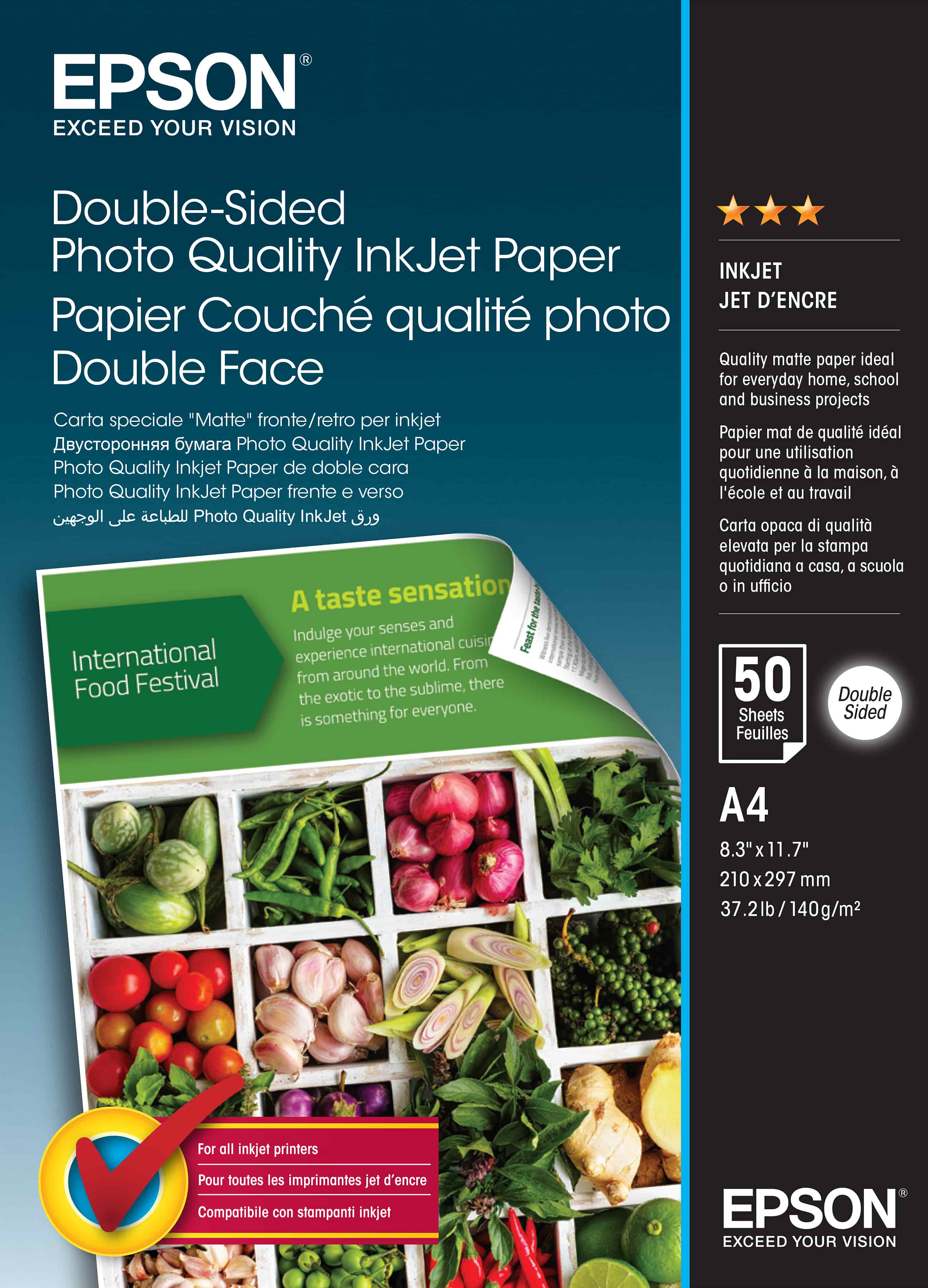 Letër me ngjyrë Epson Double-Sided Photo Quality, A4, 50 fletë