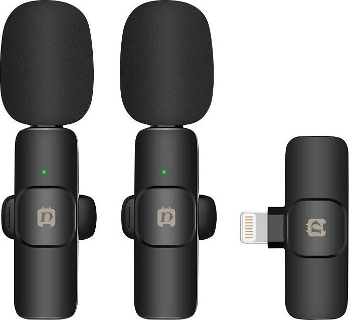 Mikrofon lavalier wireless Puluz PU3150B, lidhje Lightning, anulim zhurme, i zi