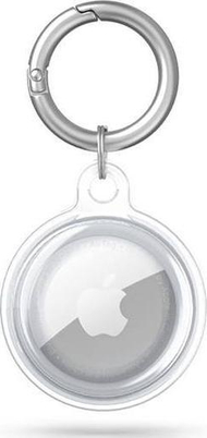 Mbajtëse silikoni Tech-Protect Icon për Apple AirTag, me karabinë, transparente