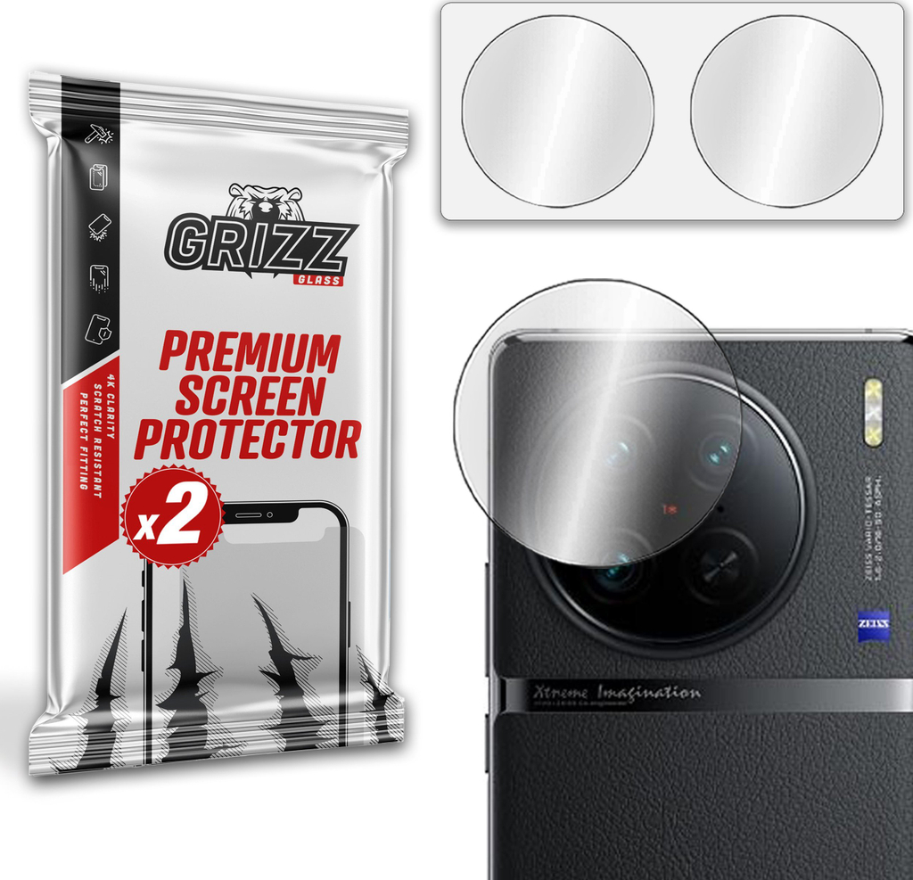 Xham mbrojtës kamere GrizzGlass HybridGlass për Vivo X90 Pro, set 2 copë, transparent