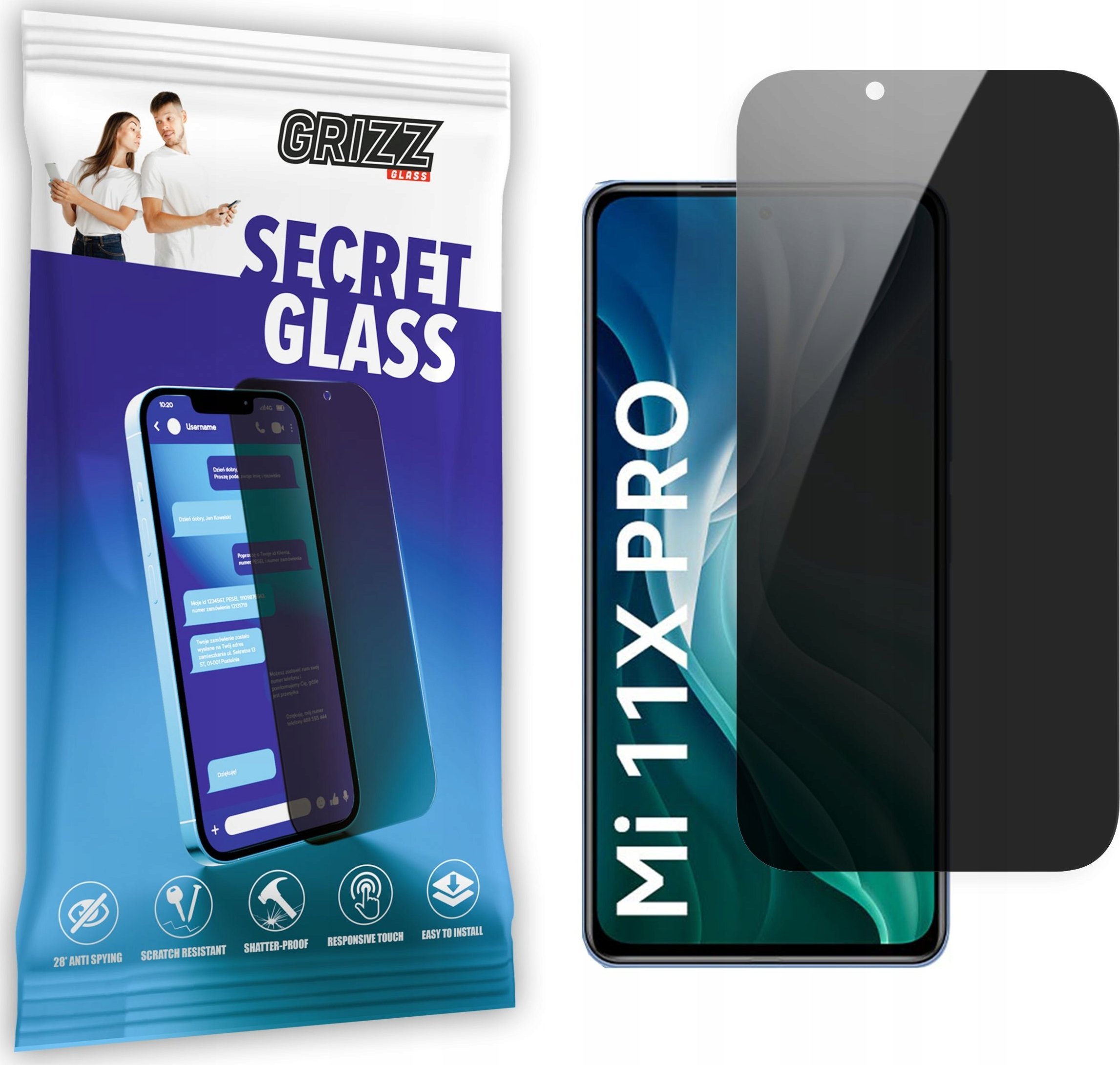 Xham mbrojtës privatësie Grizz SecretGlass për Xiaomi Mi 11X Pro 5G, i tejdukshëm