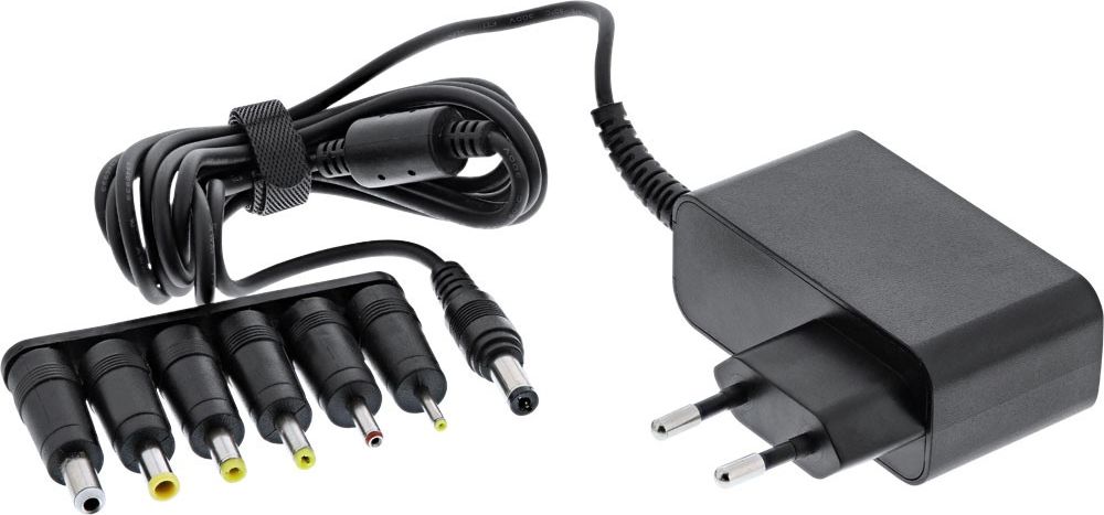 Furnizues universal energjie InLine 12V, 24W, 6 konektorë të këmbyeshëm, i zi