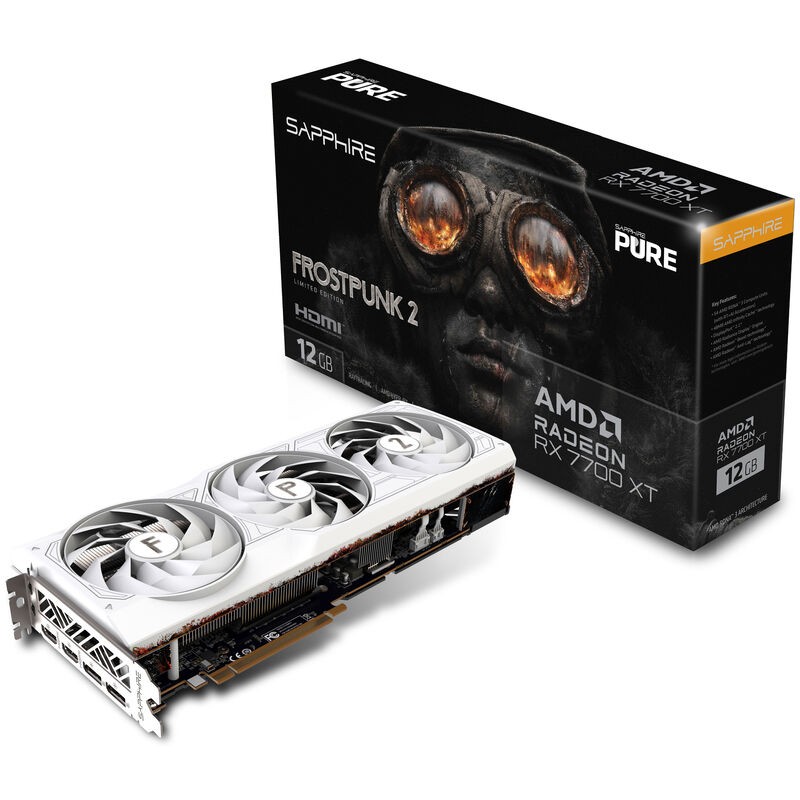 Karte grafike Sapphire PURE AMD Radeon RX 7700 XT, 12GB GDDR6, ARGB, e bardhë