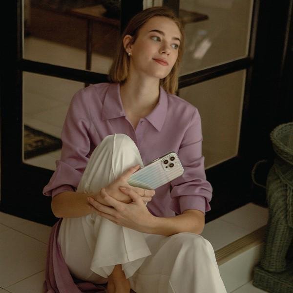 Maskë mbrojtëse Uniq Coehl Linear për iPhone 14 Pro Max, kompatibile me karikim wireless, ngjyrë stardust