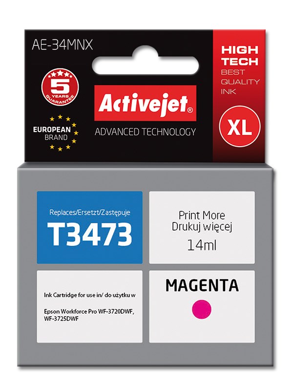 Ngjyrë për printer Activejet AE-34MNX (zëvendësim për Epson 34XL T3473), 14 ml, vjollcë