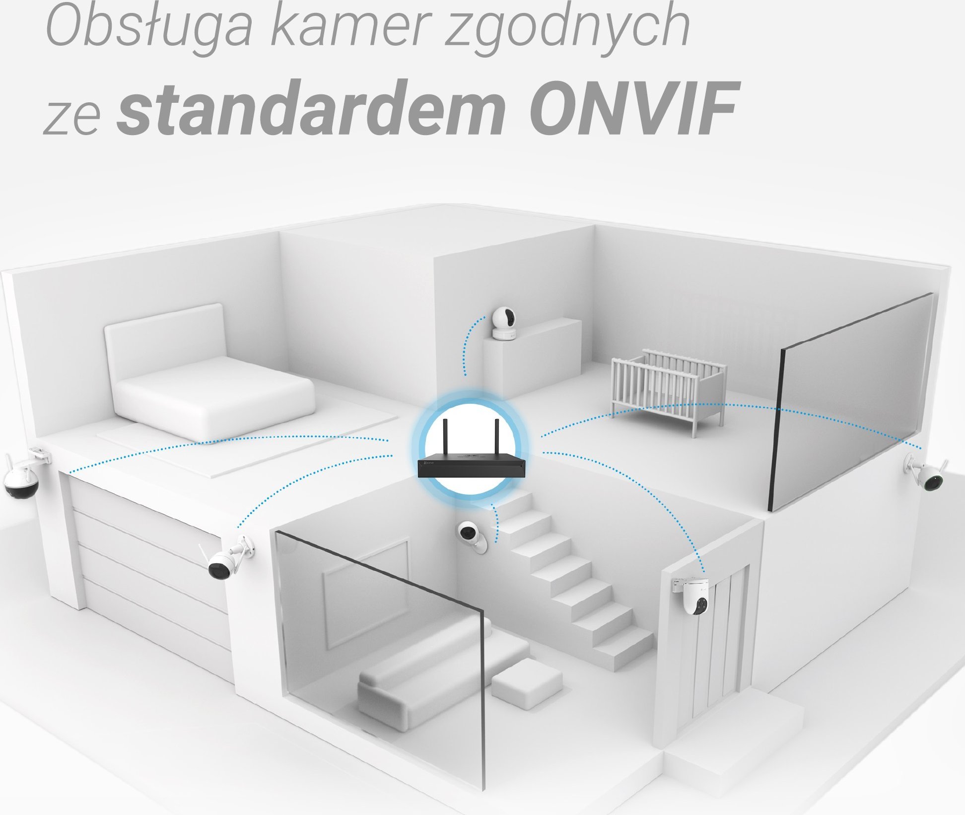 NVR wireless Ezviz X5S CS-X5S(4W), 4 kanale, 3K, 50Mbps, i bardhë