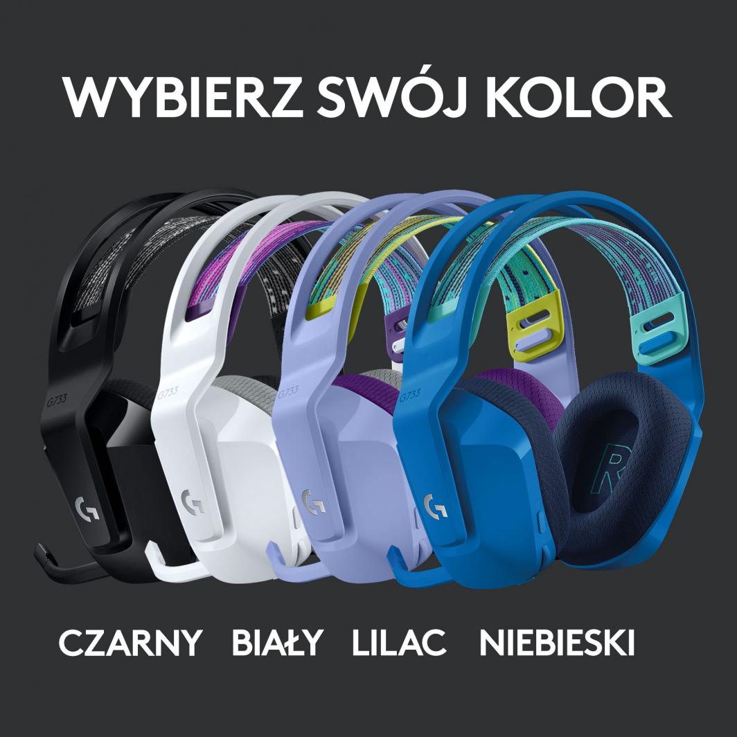 Kufje Logitech G733 Lightspeed (981-000883), të bardha/vjollcë